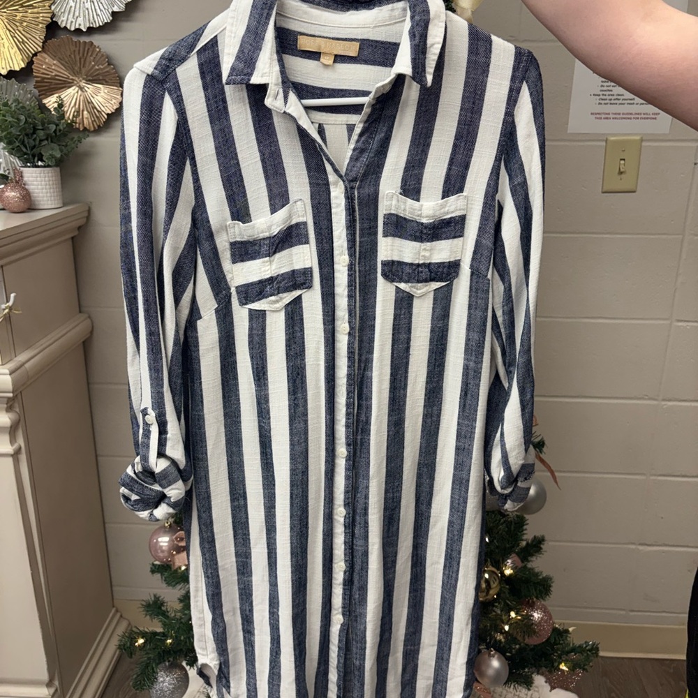 Striped Navy and White Shirt Dress